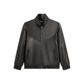 Men's Brown Stand-Collar Leather Jacket